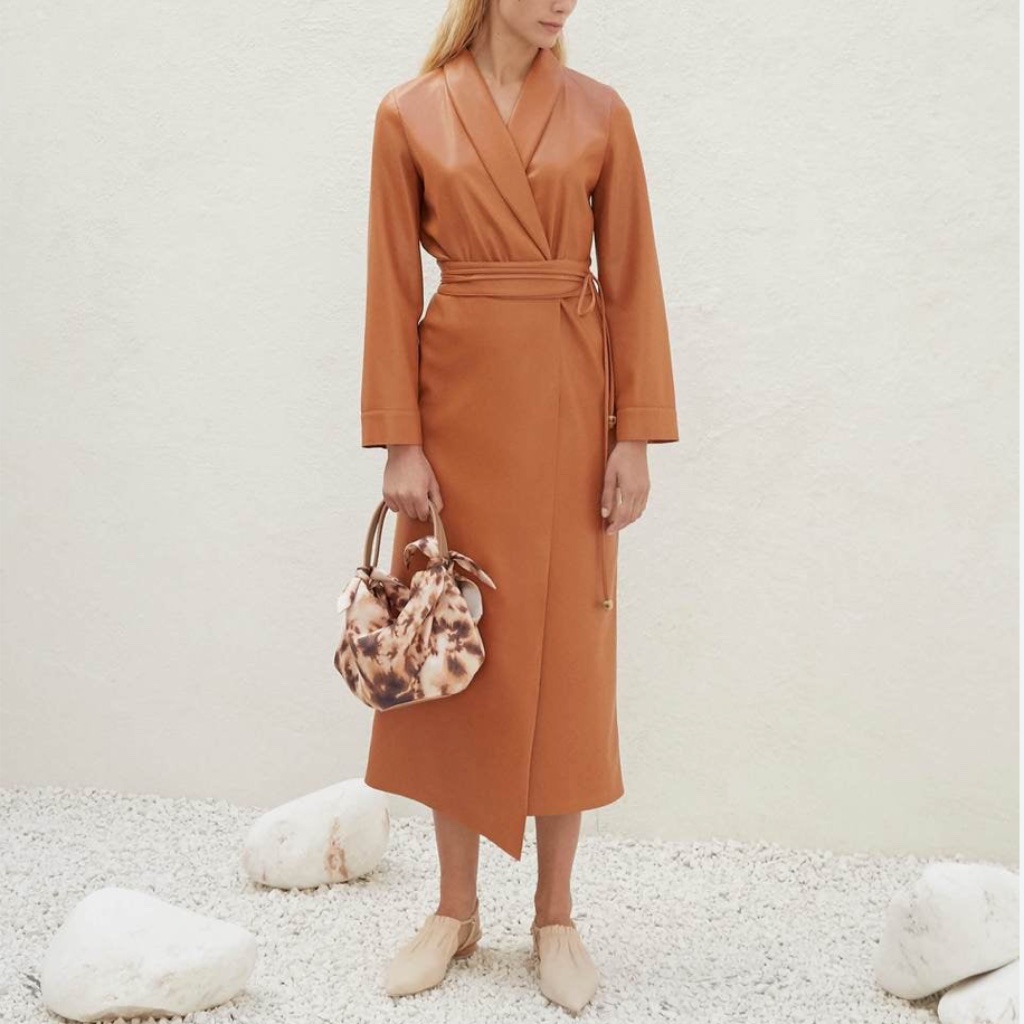 Nanushka Vegan Leather Wrap Dress Medium